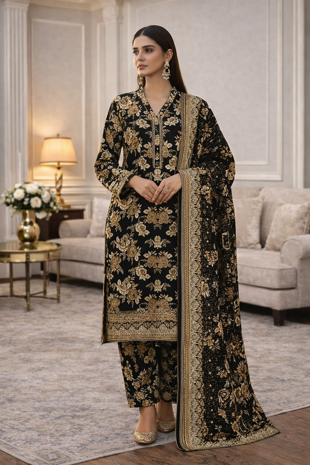 Swiss Lawn Unstitched 3 Piece Suit - A1405