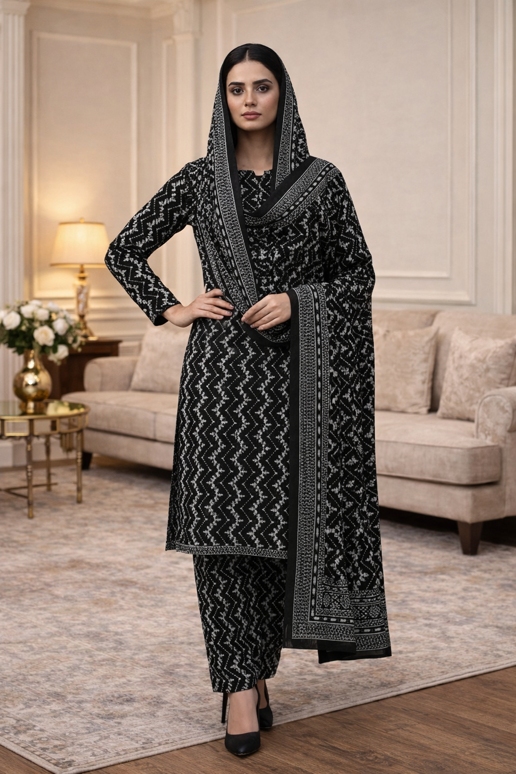 Swiss Lawn Unstitched 3 Piece Suit - A1402