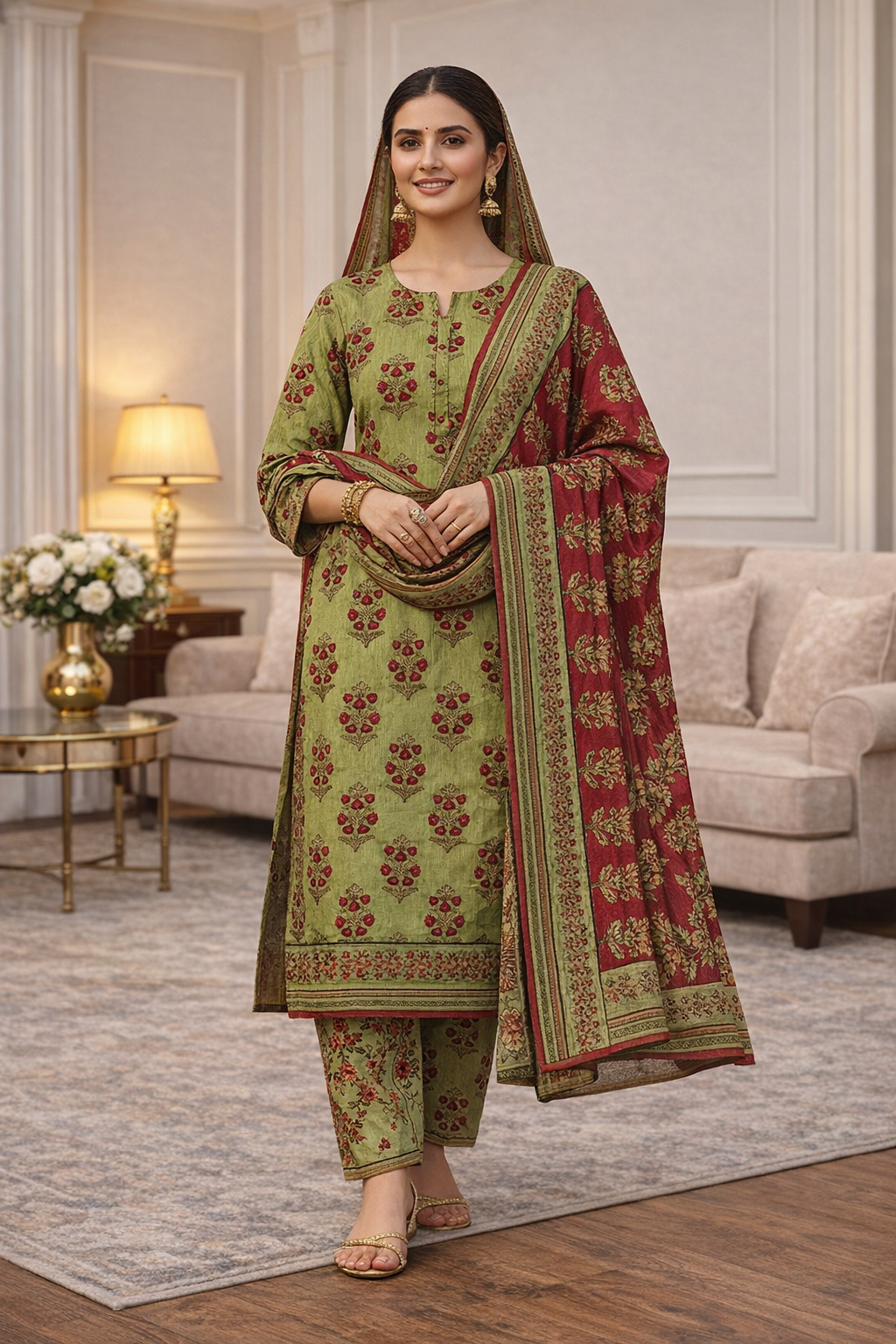 Swiss Lawn Unstitched 3 Piece Suit - A1404