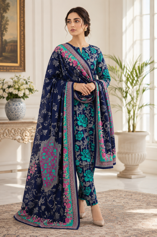 Swiss Lawn Unstitched 3 Piece Suit - A1813