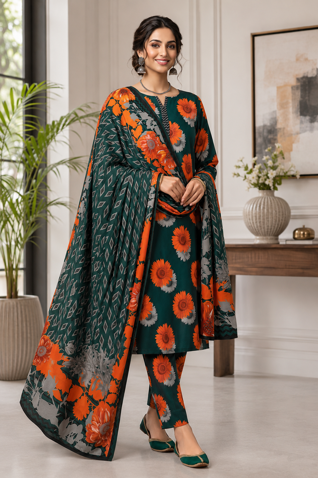 Swiss Lawn Unstitched 3 Piece Suit - A1811